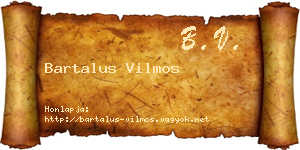 Bartalus Vilmos névjegykártya